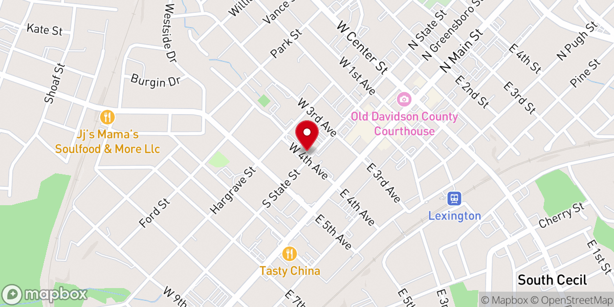 Map showing location of First Lutheran Church