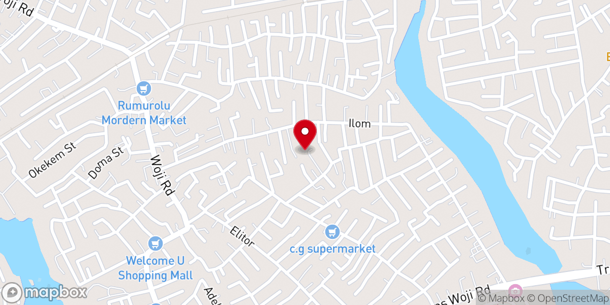 Map showing location of Blessed Tansi Catholic Church, Woji