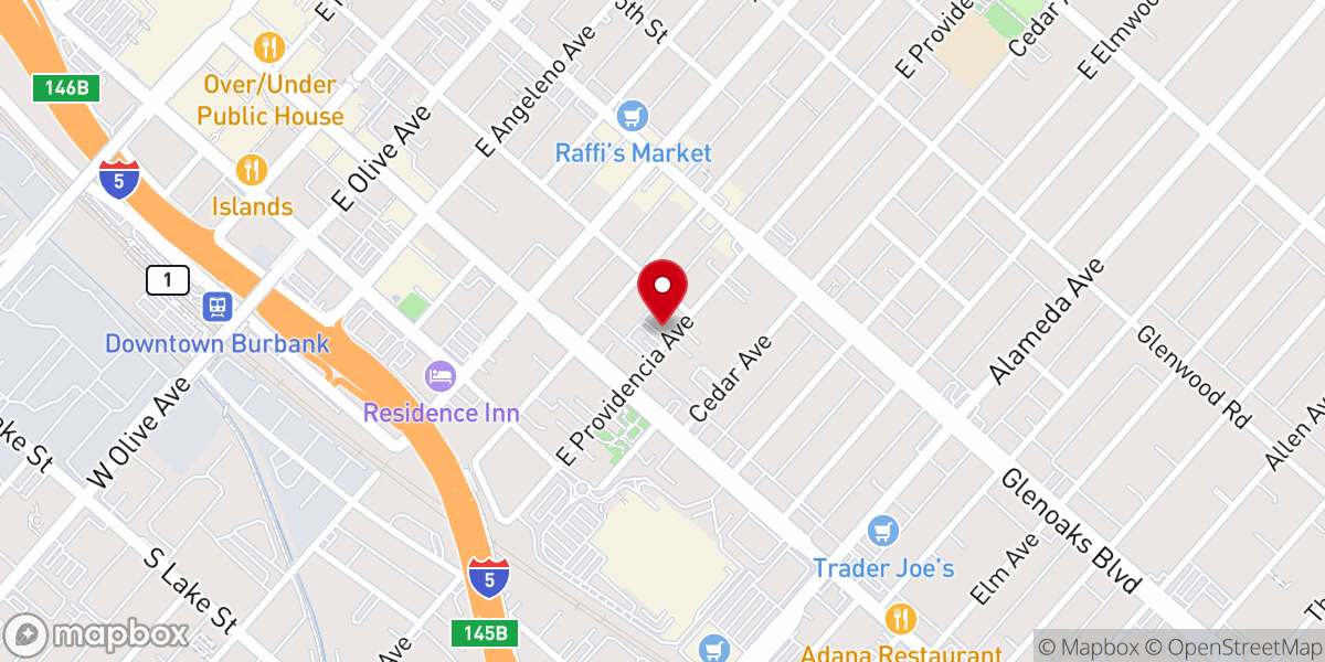 Map showing location of Burbank Christian Armenian Church