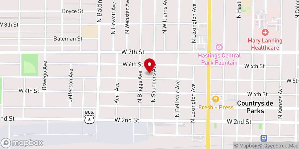 Map showing location of New Hope Baptist Church