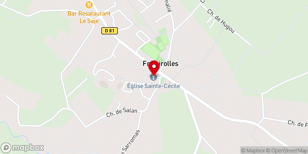 Map showing location of Église Sainte Cécile de Fréjairolles