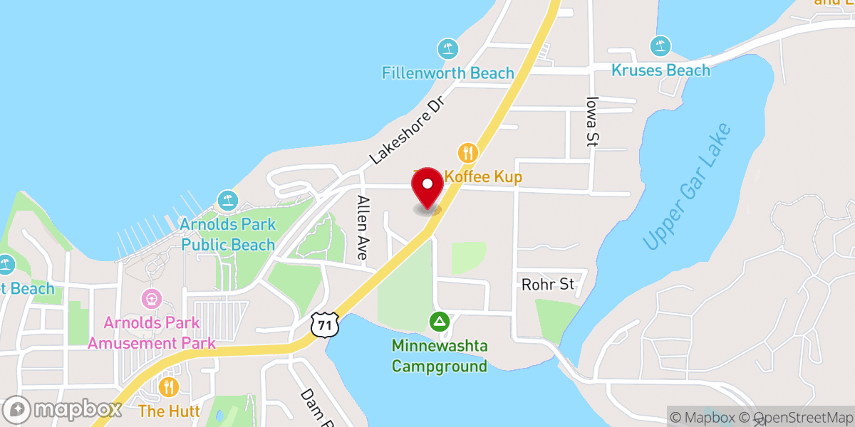 Map showing location of Life360 Okoboji Church