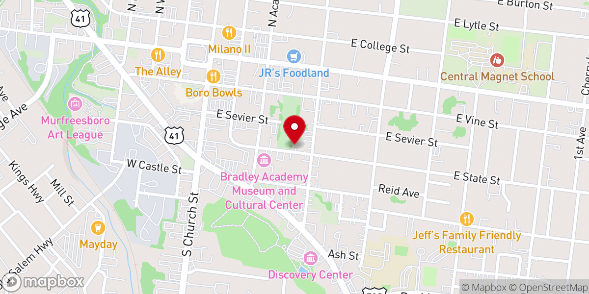 Map showing location of New Providence Missionary Baptist Church