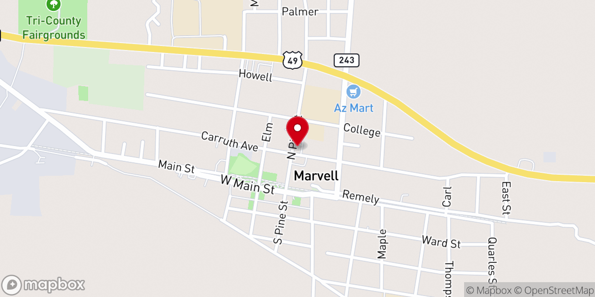 Map showing location of First Baptist Church
