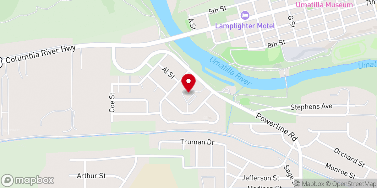 Map showing location of Presbyterian Church-Umatilla