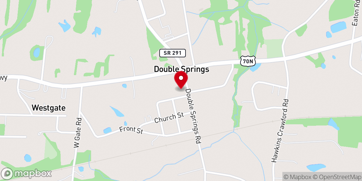 Map showing location of Double Springs Presbyterian Church