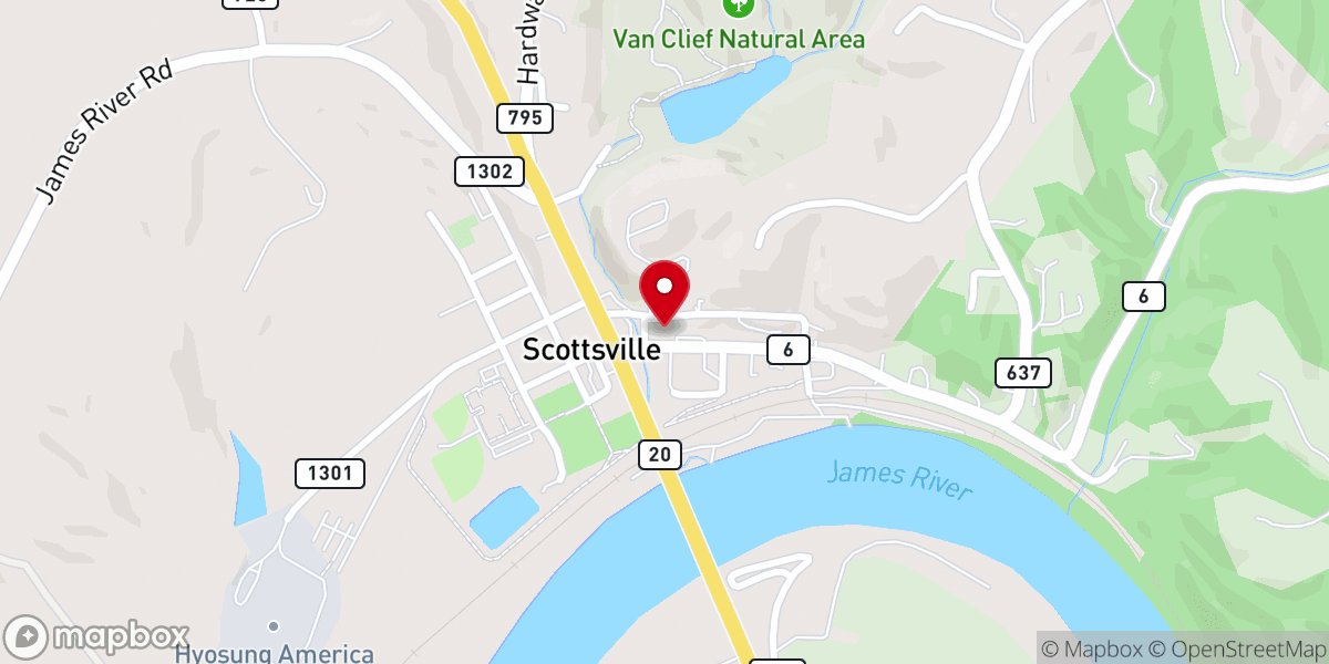 Map showing location of Scottsville United Methodist