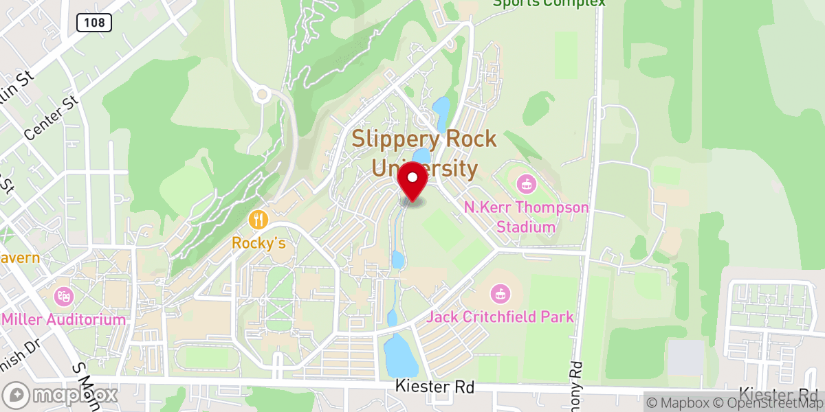 Map showing location of Slippery Rock University