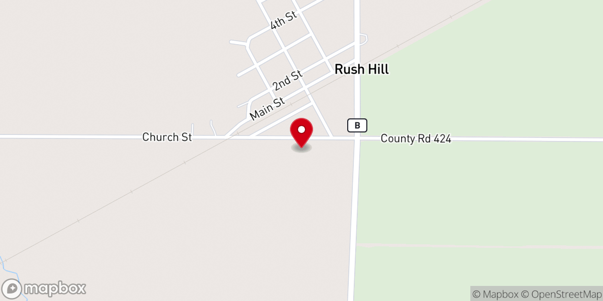 Map showing location of Rush Hill Community Church