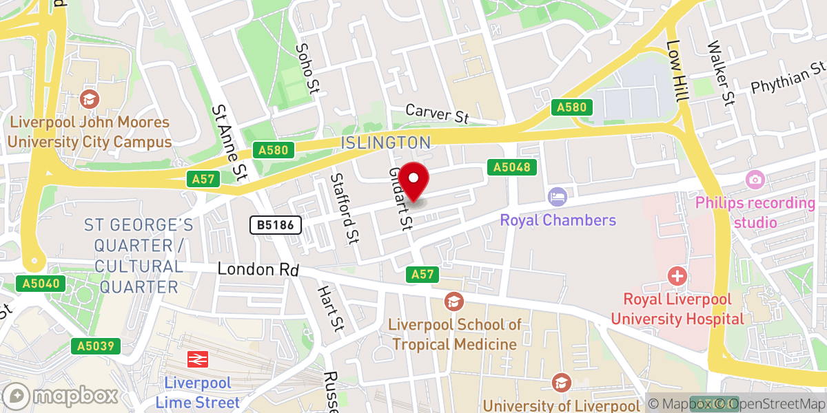 Map showing location of Christ Church Liverpool Office