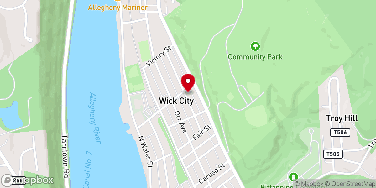 Map showing location of Kittanning Church of the Nazarene