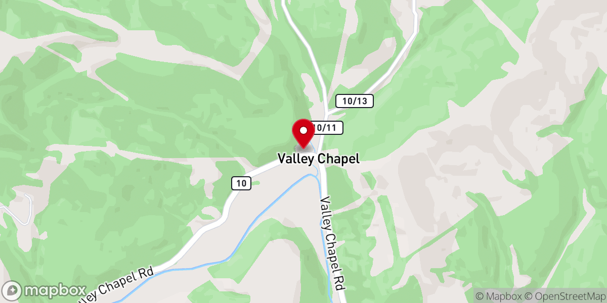 Map showing location of Valley Chapel Community Church