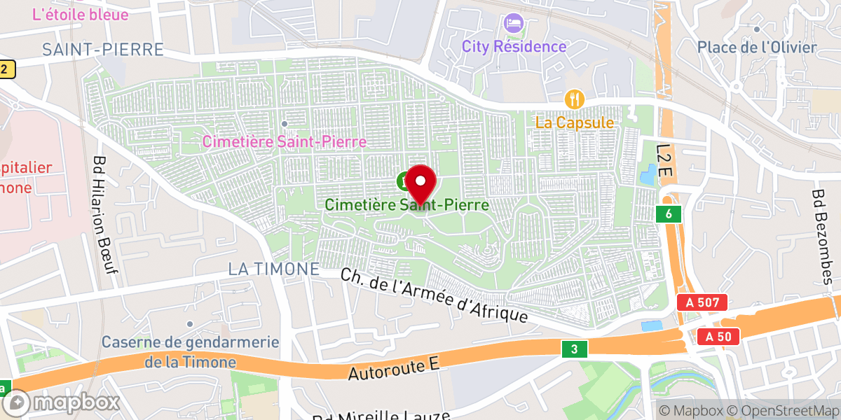 Map showing location of Cathédrale du silence
