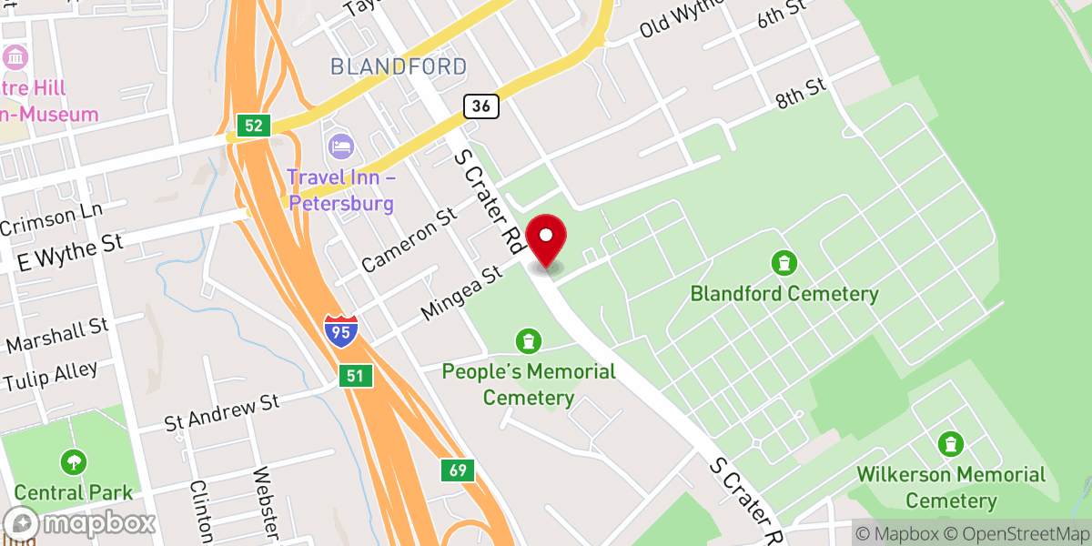 Map showing location of Blandford Church & Recept Center