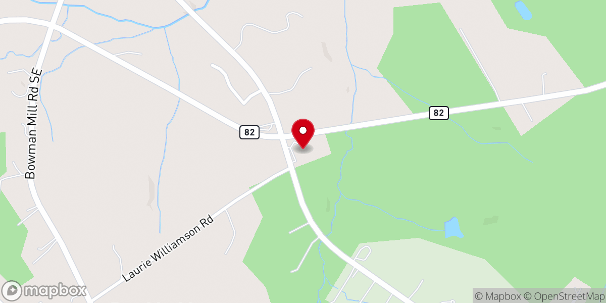 Map showing location of Hope Baptist Church