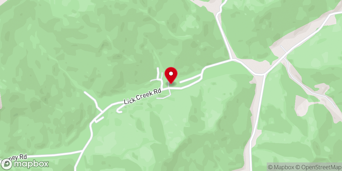 Map showing location of Lick Creek Community Church