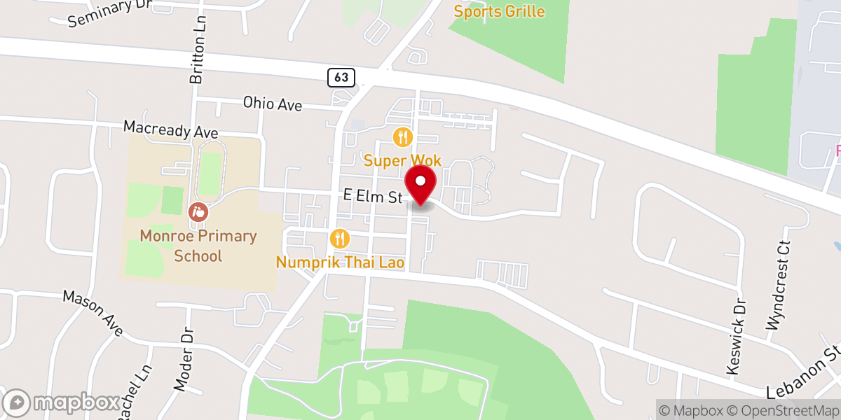 Map showing location of Monroe First Church of God - Food Distribution Center
