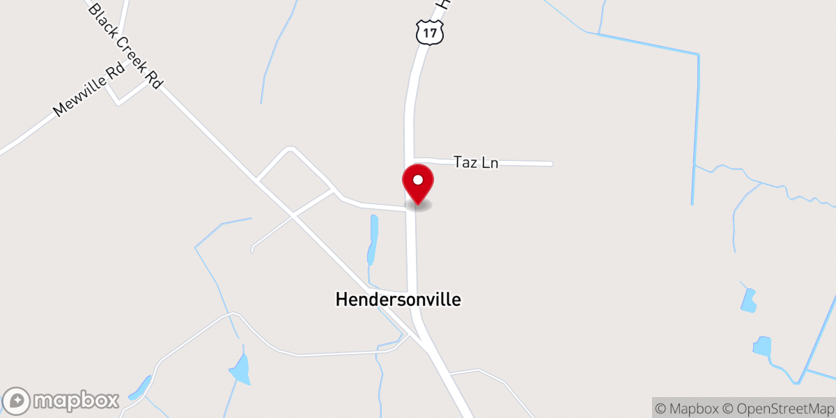 Map showing location of Hendersonville Baptist Church
