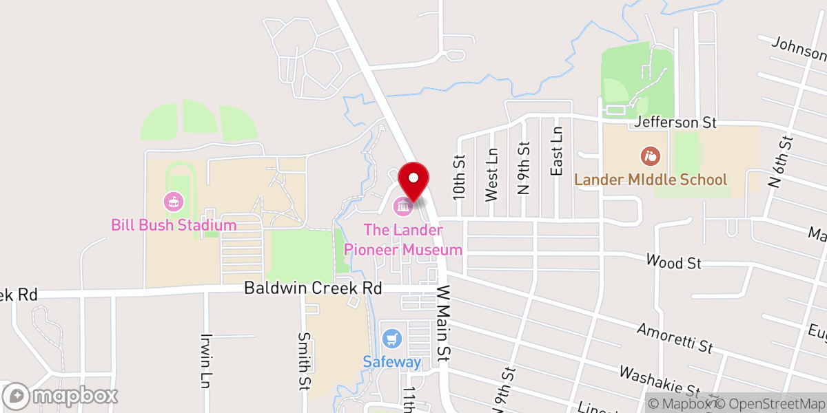 Map showing location of Fremont County Pioneer Museum