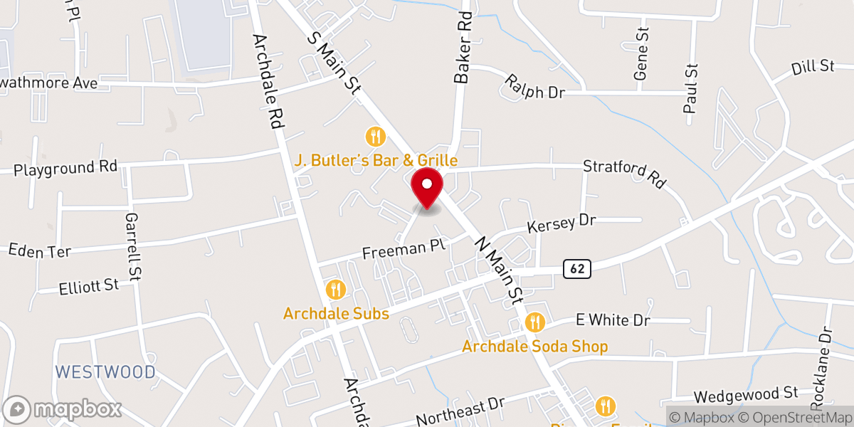 Map showing location of Archdale Methodist Church