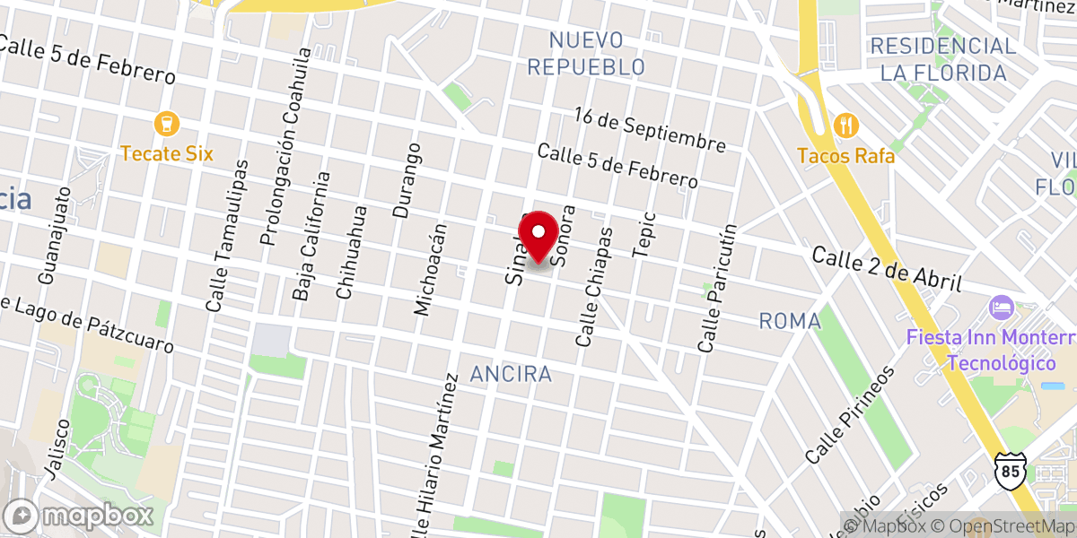 Map showing location of Parroquia San Felipe de Jesús