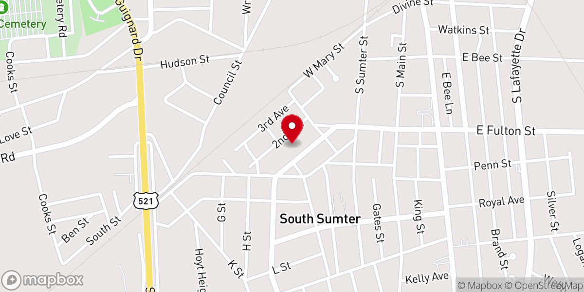 Map showing location of Mt Zion Missionary Baptist Church