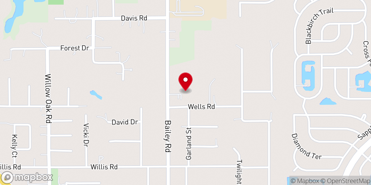 Map showing location of Willow Oak Assembly of God
