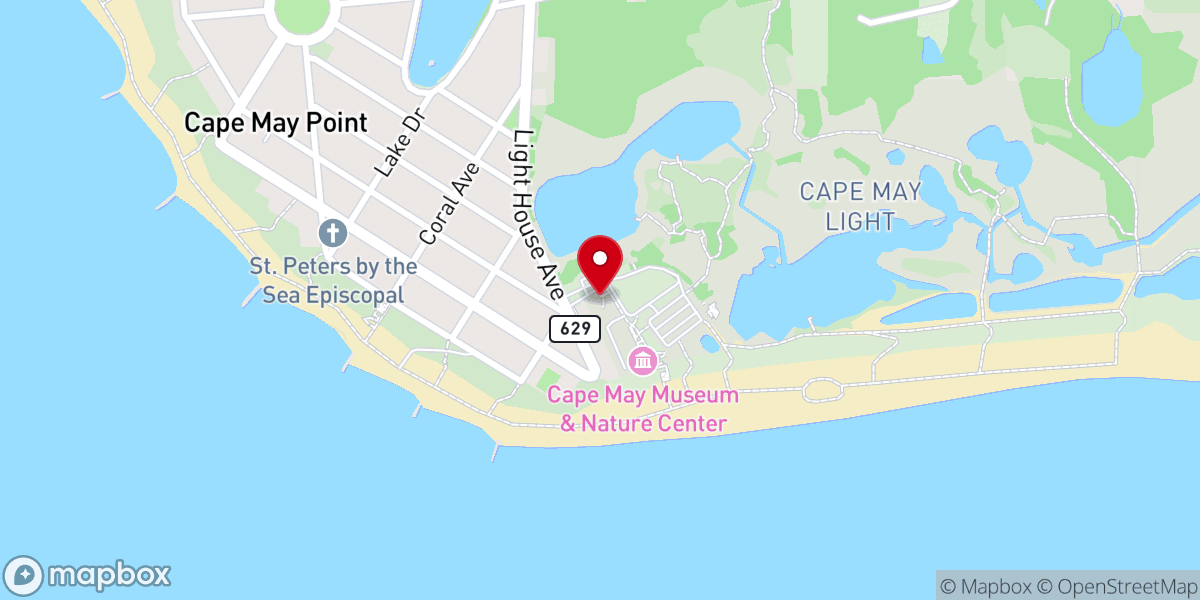 Map showing location of Cape May Lighthouse