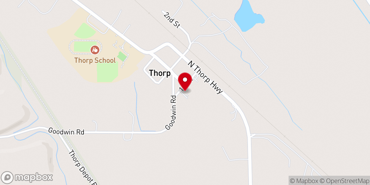 Map showing location of Thorp Community Church