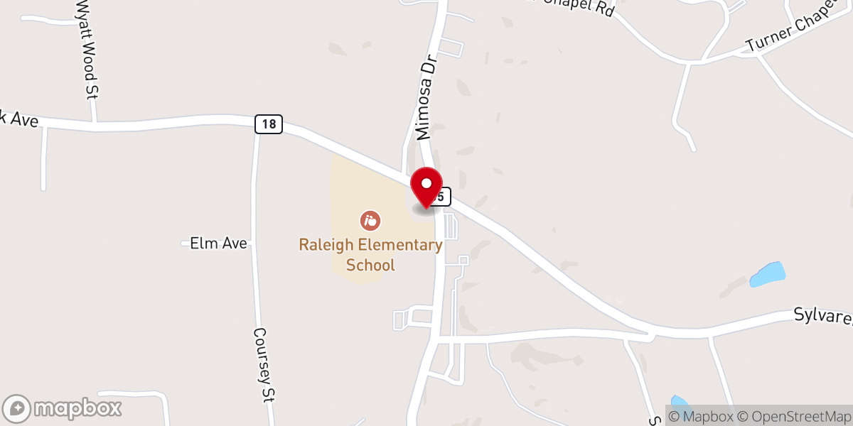 Map showing location of Raleigh United Methodist Church