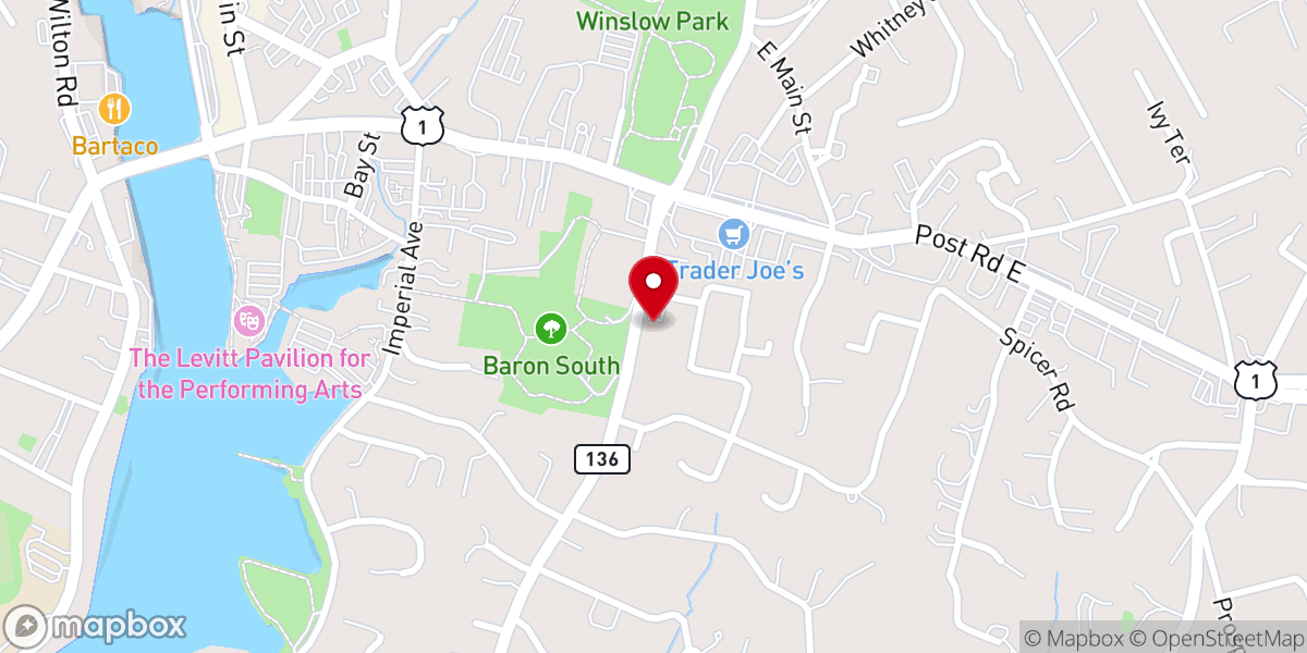 Map showing location of First Church of Christ, Scientist, Westport, CT