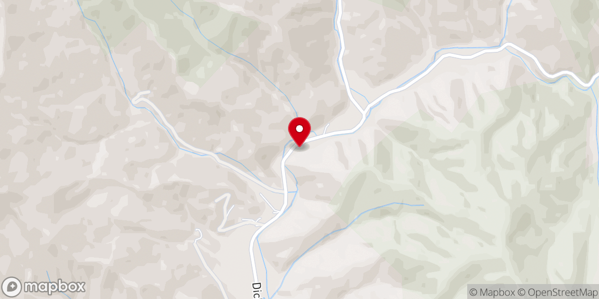 Map showing location of Dicks Creek Missionary Baptist Church