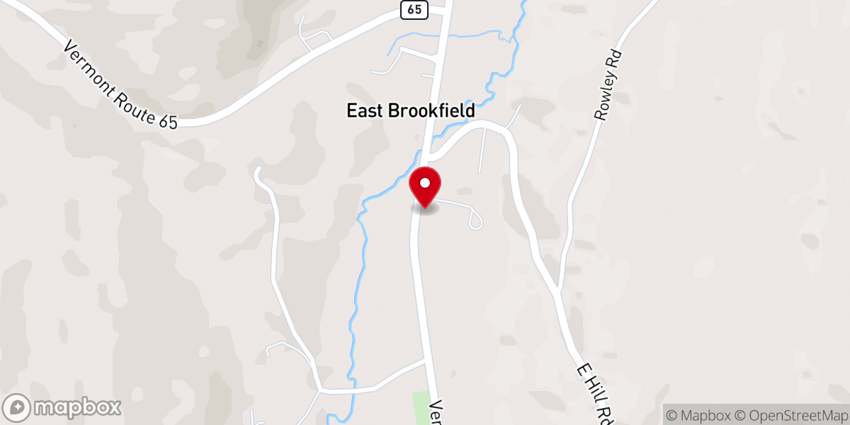 Map showing location of East Brookfield Community Church
