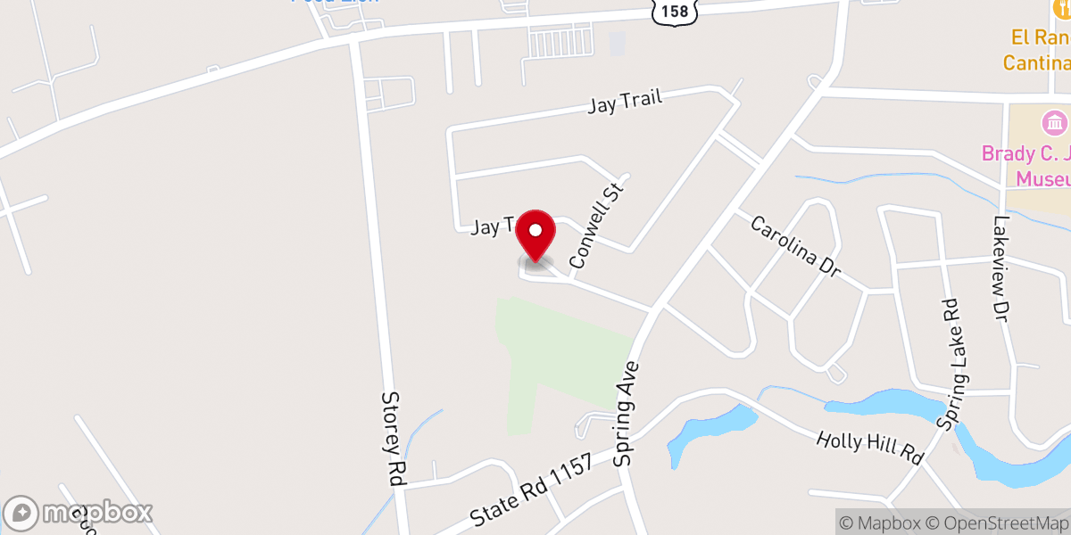 Map showing location of Meherrin Baptist Church