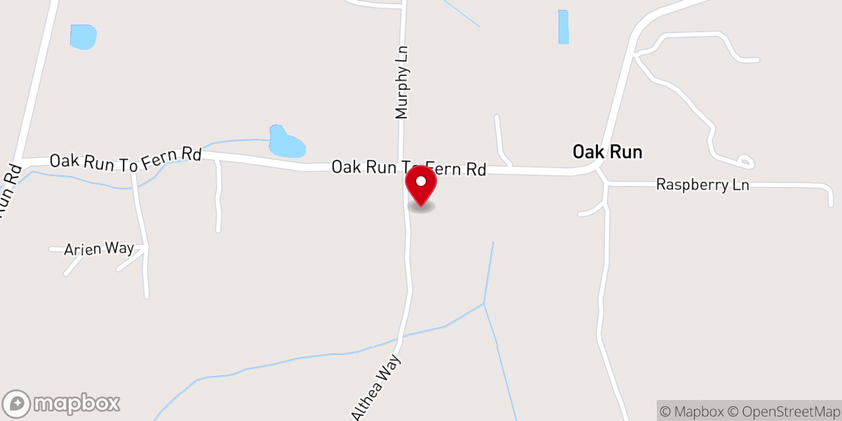 Map showing location of Oak Run Bible Church