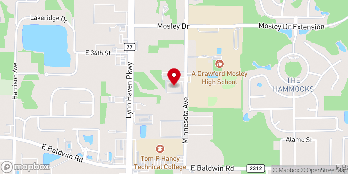 Map showing location of Lynn Haven United Methodist Church