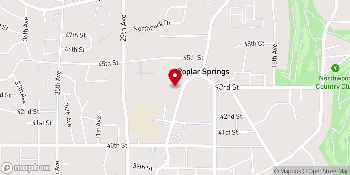 Map showing location of Trinity Presbyterian Church