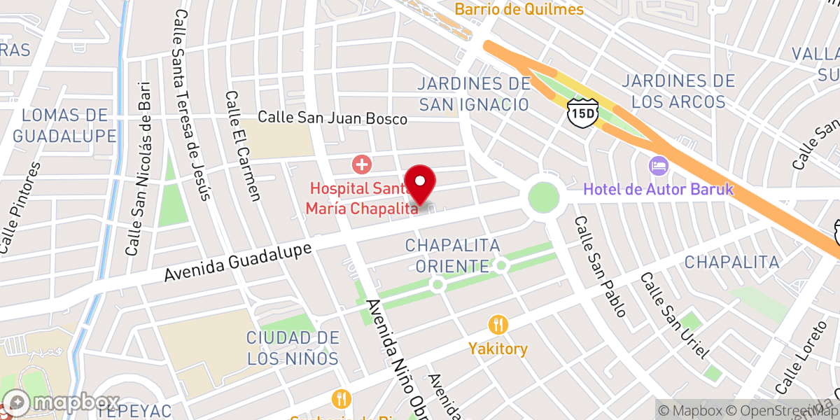 Map showing location of Templo de Santa Rita de Casia
