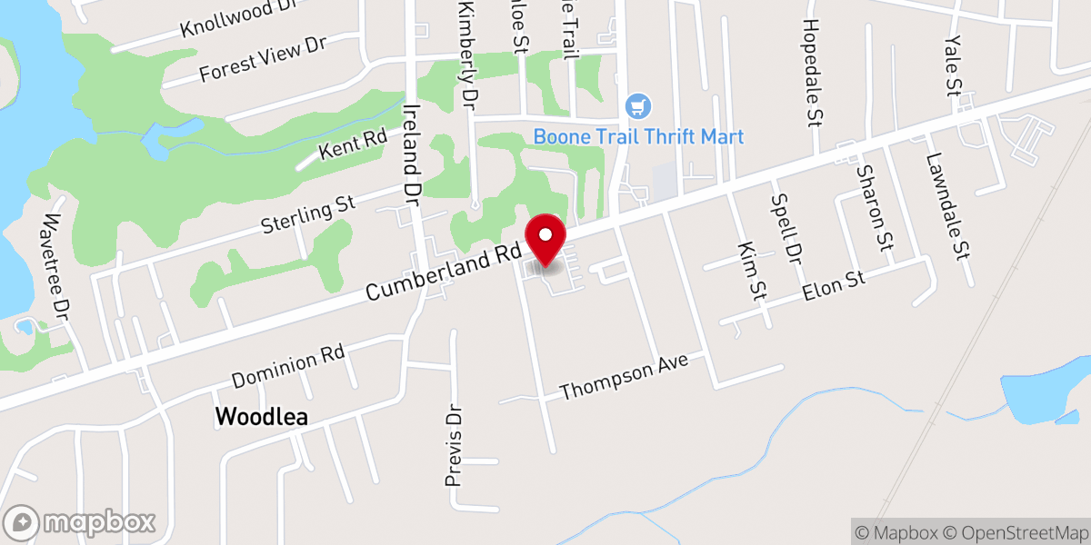 Map showing location of Faymont Baptist Church