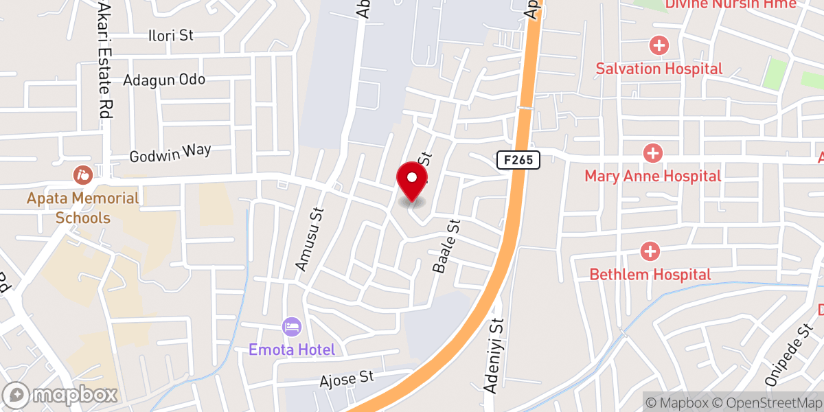 Map showing location of Progress Baptist Church