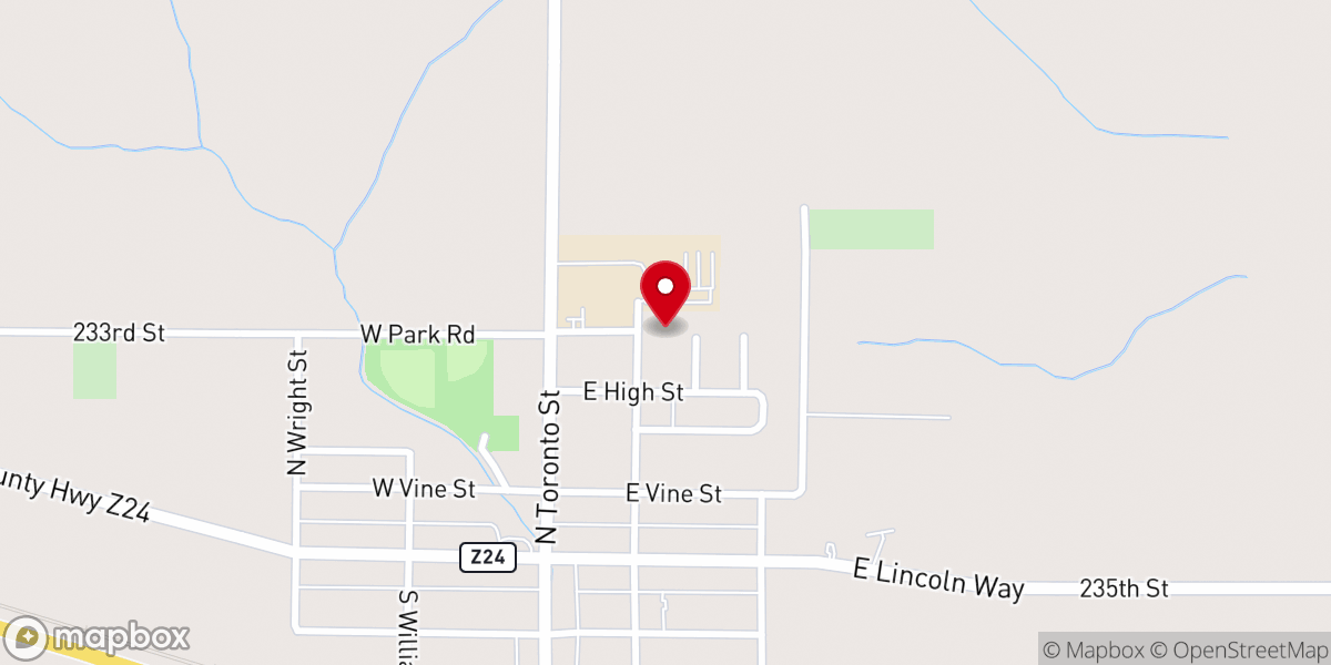 Map showing location of Christian Free Lutheran Church