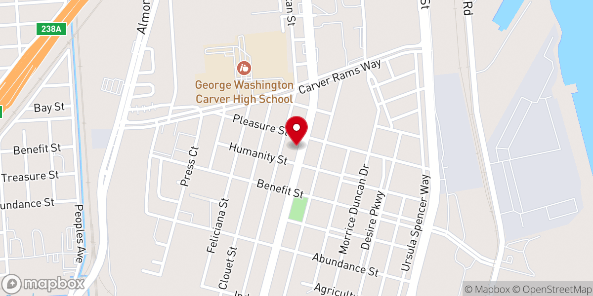 Map showing location of New Birth Missionary Baptist Church