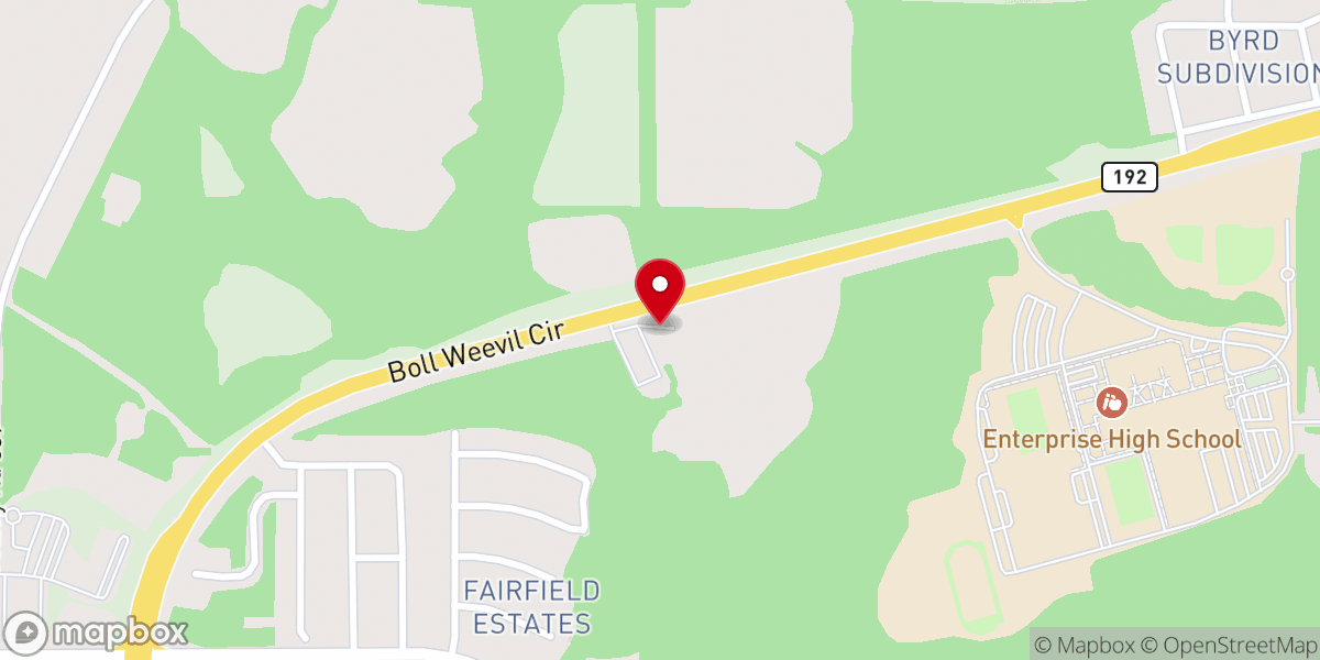 Map showing location of Church on Boll Weevil Circle