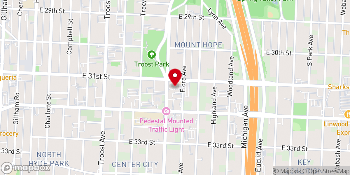 Map showing location of St. Vincent de Paul Church