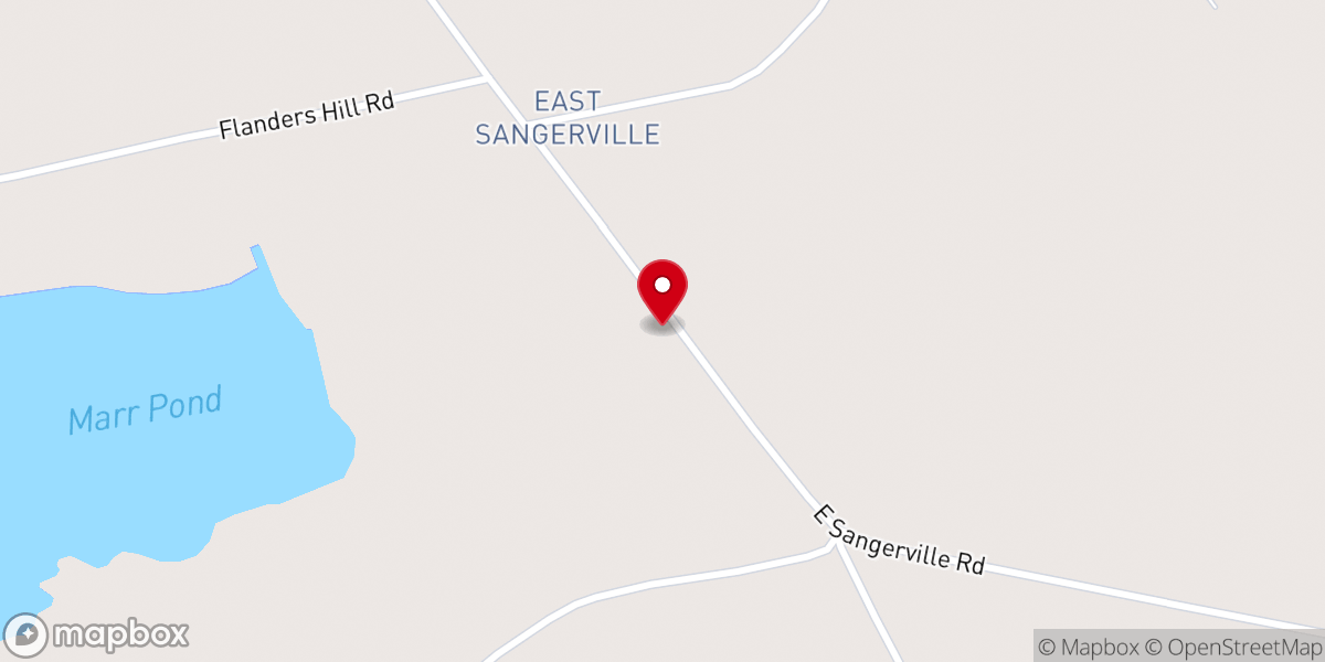 Map showing location of East Sangerville Grange, Sangerville Maine 04479