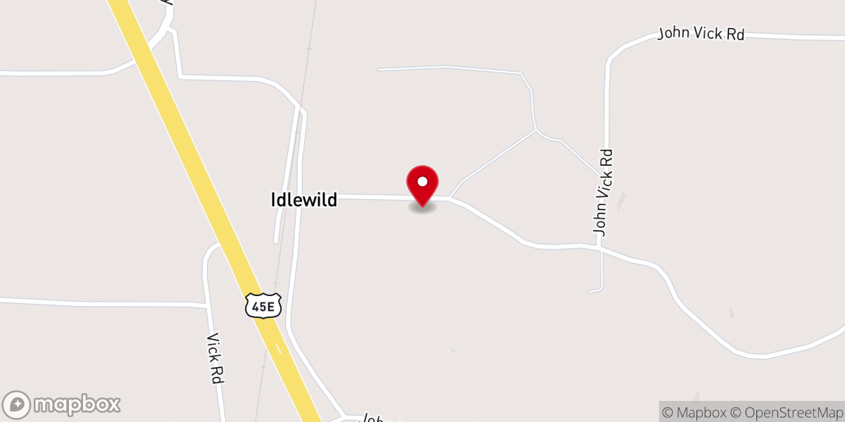 Map showing location of Idlewild Baptist Church