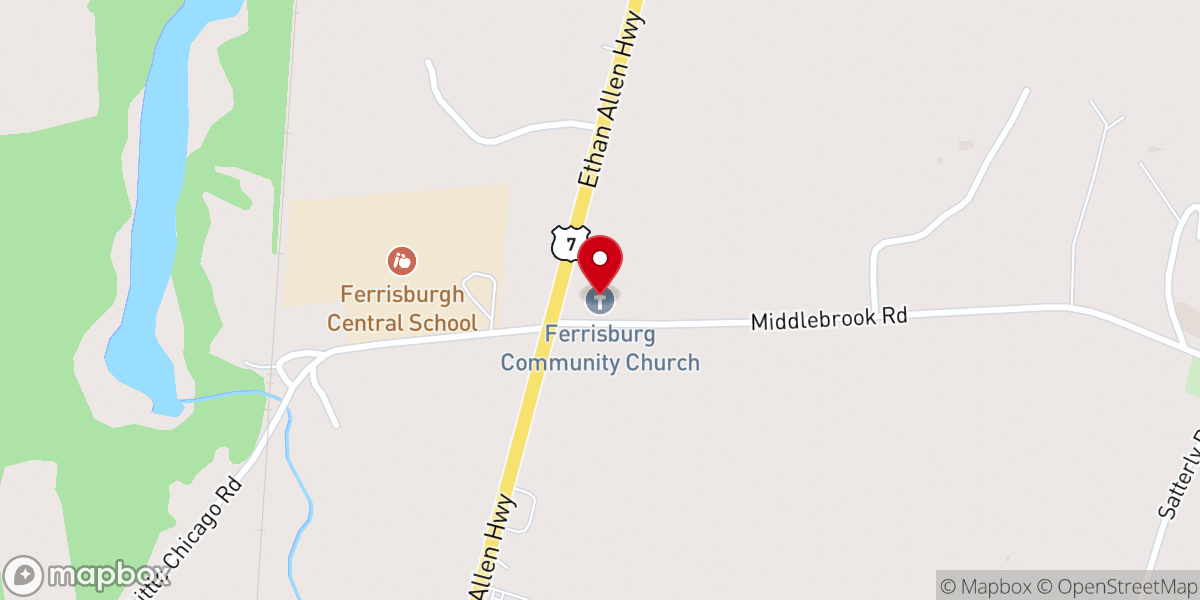 Map showing location of Ferrisburg Community Church