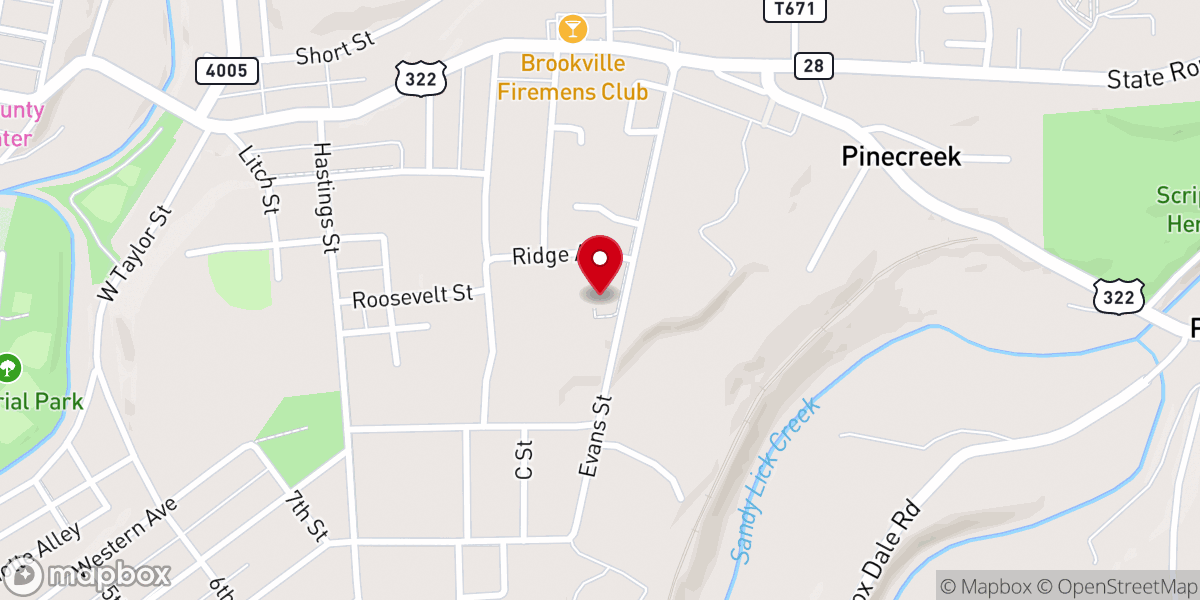 Map showing location of Brookville Calvary Church of the Nazarene