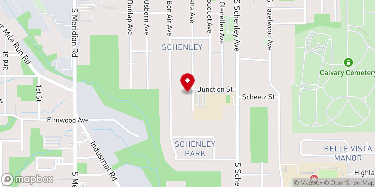 Map showing location of West Side Baptist Church