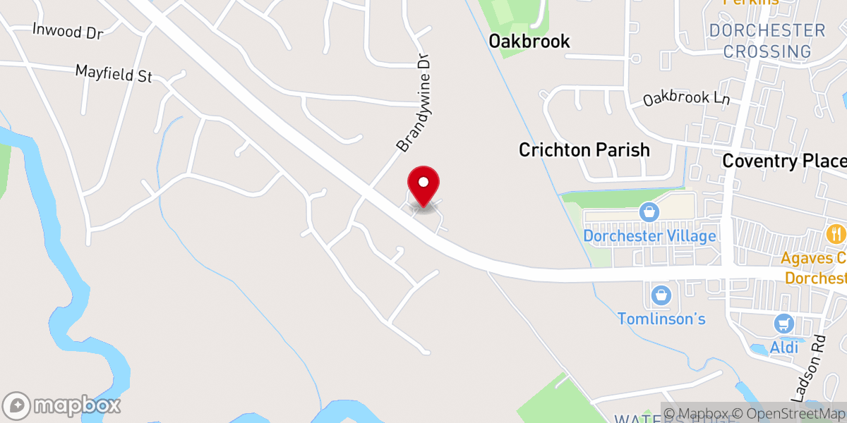 Map showing location of Dorchester Presbyterian Church
